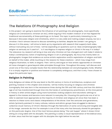 The Relations Of Photography And Religion