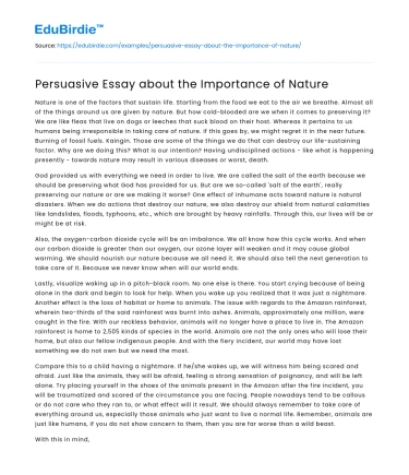 Persuasive Essay about the Importance of Nature
