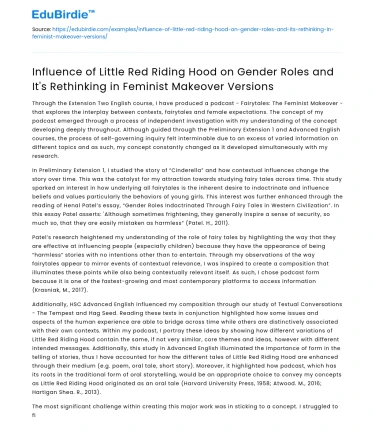 Little Red Riding Hood’s Influence on Gender Roles in Feminist Retellings