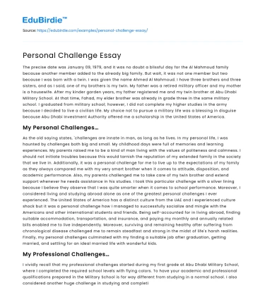 Personal Challenge Essay