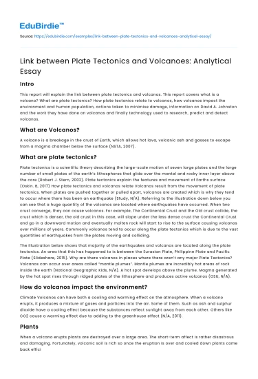 Link between Plate Tectonics and Volcanoes: Analytical Essay