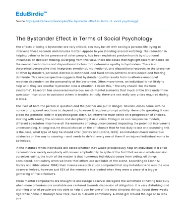 The Bystander Effect in Social Contexts