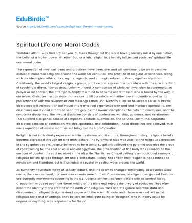 Spiritual Life and Moral Codes