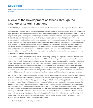 Development of Athens Through Main Function Changes