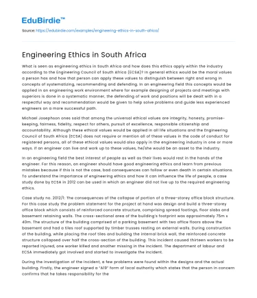 Engineering Ethics in South Africa