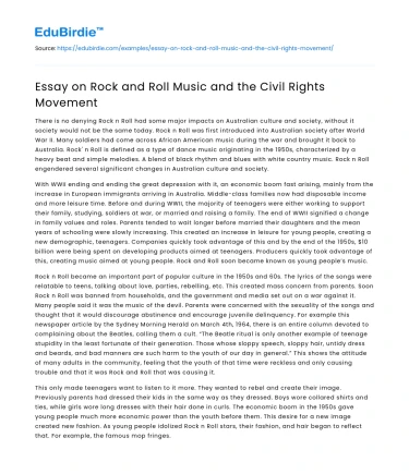 Essay on Rock and Roll Music and the Civil Rights Movement