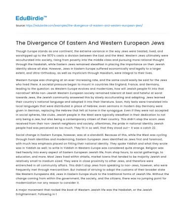 The Divergence Of Eastern And Western European Jews