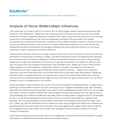 Analysis of Oscar Wilde’s Major Influences