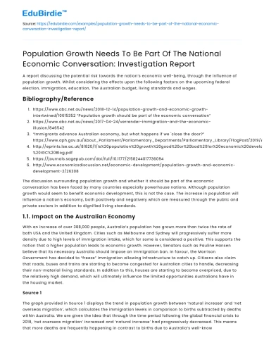 Population Growth in National Economic Conversation: Investigation