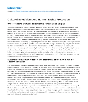 Cultural Relativism And Human Rights Protection