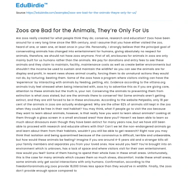 Zoos are Bad for the Animals, They’re Only For Us