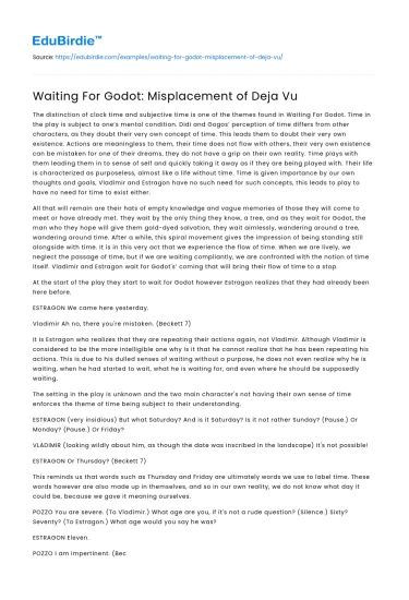 Deconstructing the Illusion of Deja Vu in Waiting for Godot