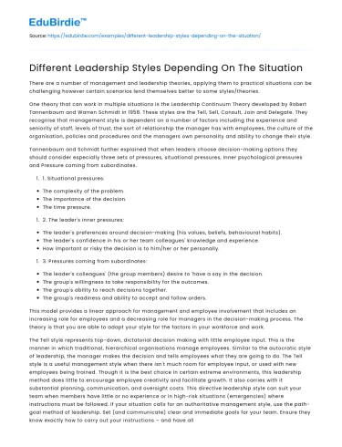 Different Leadership Styles Depending On The Situation