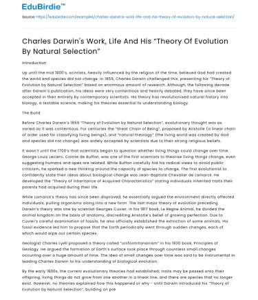 Charles Darwin: Life, Work, and Evolution Theory