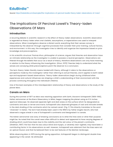 The Implications Of Percival Lowell’s Theory-laden Observations Of Mars