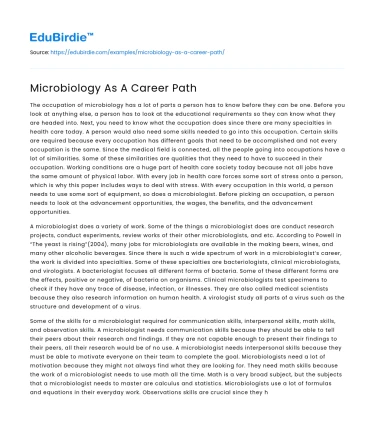 Microbiology As A Career Path