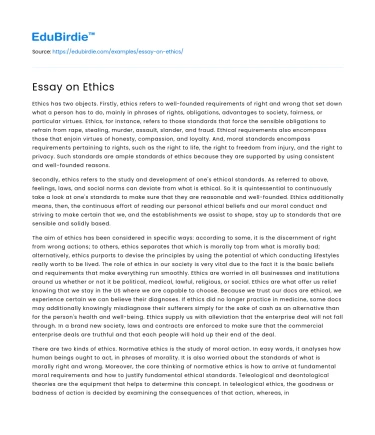 Essay on Ethics