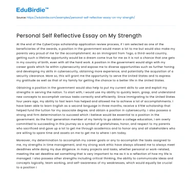 Personal Self Reflective Essay on My Strength