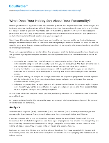 What Does Your Hobby Say About Your Personality?