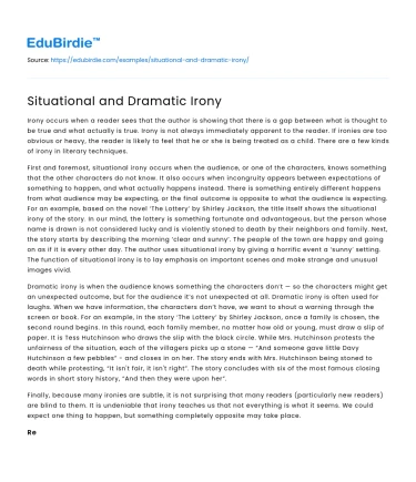 Situational and Dramatic Irony