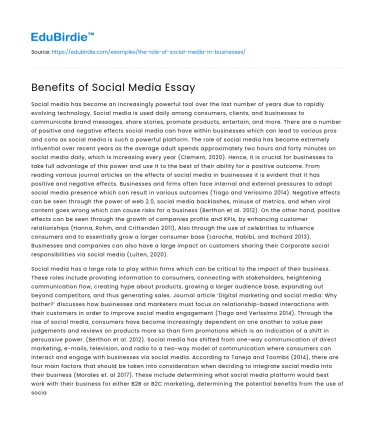 Benefits of Social Media Essay