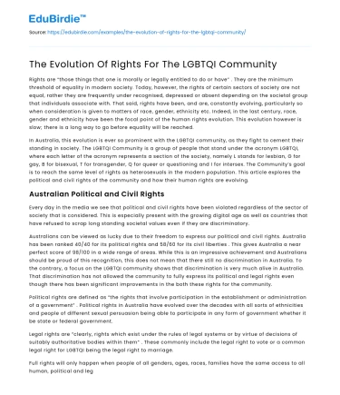 The Evolution Of Rights For The LGBTQI Community