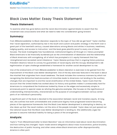 Black Lives Matter: Essay Thesis Statement