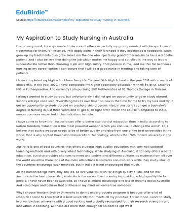 My Aspiration to Study Nursing in Australia