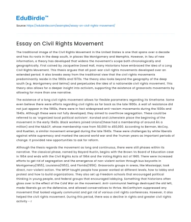 Essay on Civil Rights Movement