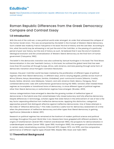 Roman Republic vs Greek Democracy: Compare & Contrast