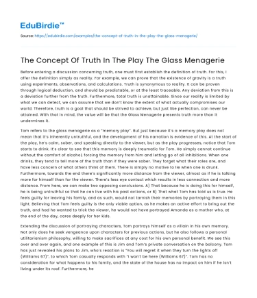 The Concept Of Truth In The Play The Glass Menagerie