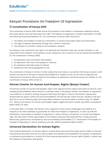 Kenyan Provisions On Freedom Of Expression