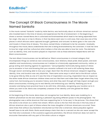 Black Consciousness in Sankofa