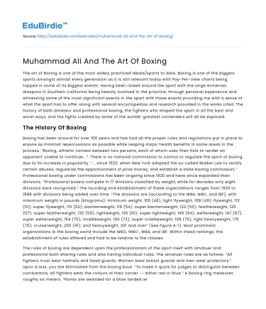 Muhammad Ali And The Art Of Boxing