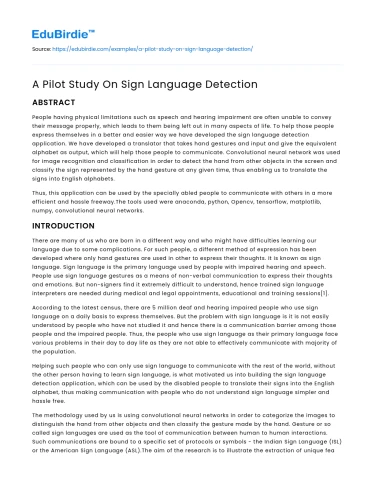 A Pilot Study On Sign Language Detection