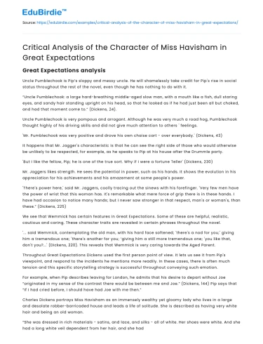 Miss Havisham: Character Analysis