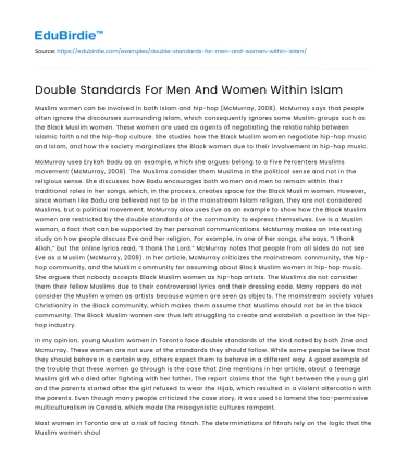 Double Standards For Men And Women Within Islam