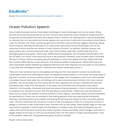 Ocean Pollution Speech