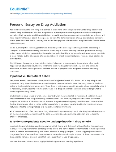 Personal Essay on Drug Addiction