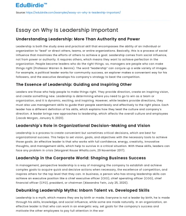 Essay on Why Is Leadership Important
