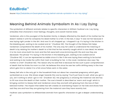 Meaning Behind Animals Symbolism In As I Lay Dying