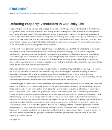 Defacing Property: Vandalism In Our Daily Life