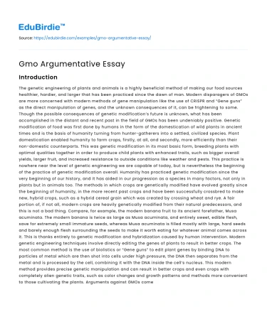 Gmo Argumentative Essay