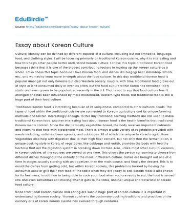 Essay about Korean Culture