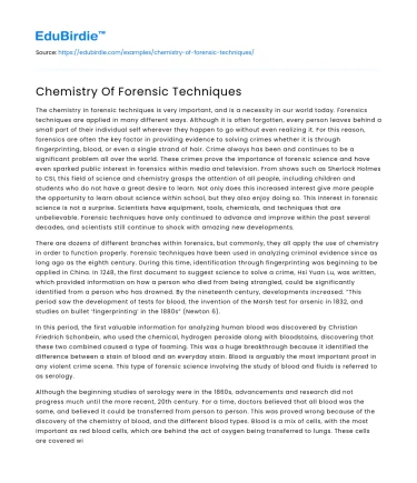 Chemistry Of Forensic Techniques