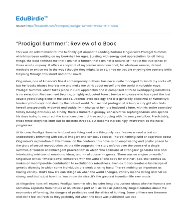 “Prodigal Summer”: Review of a Book