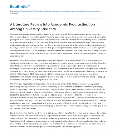 Academic Procrastination in University Students