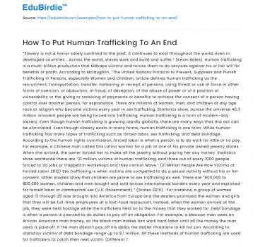 How To Put Human Trafficking To An End