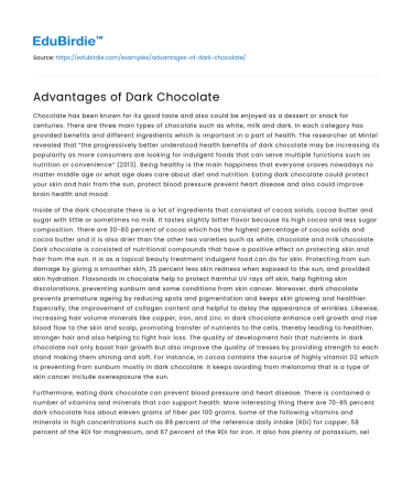 Advantages of Dark Chocolate