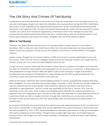 The Life Story And Crimes Of Ted Bundy